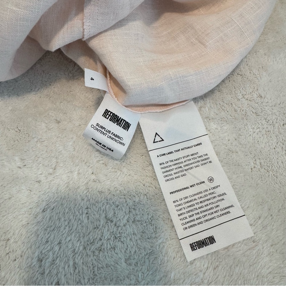 Reformation Linen Midi Length Dress - Pink  size 4 - Picture 12 of 16
